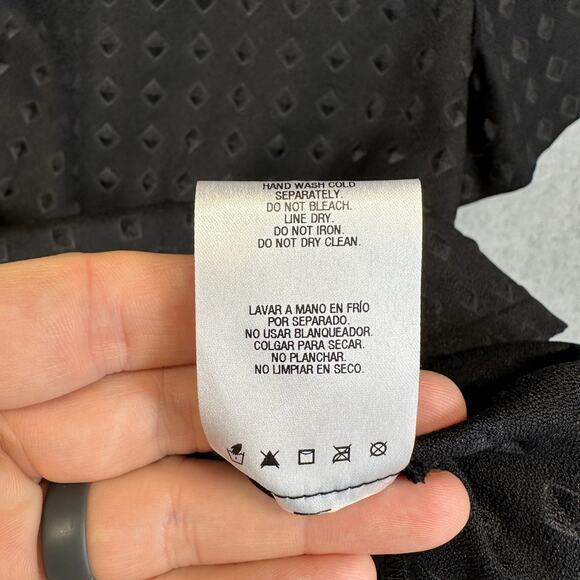 Attention Top Womens Medium Black Textured 100% Polyester Short Sleeve Pullover - Picture 8 of 14